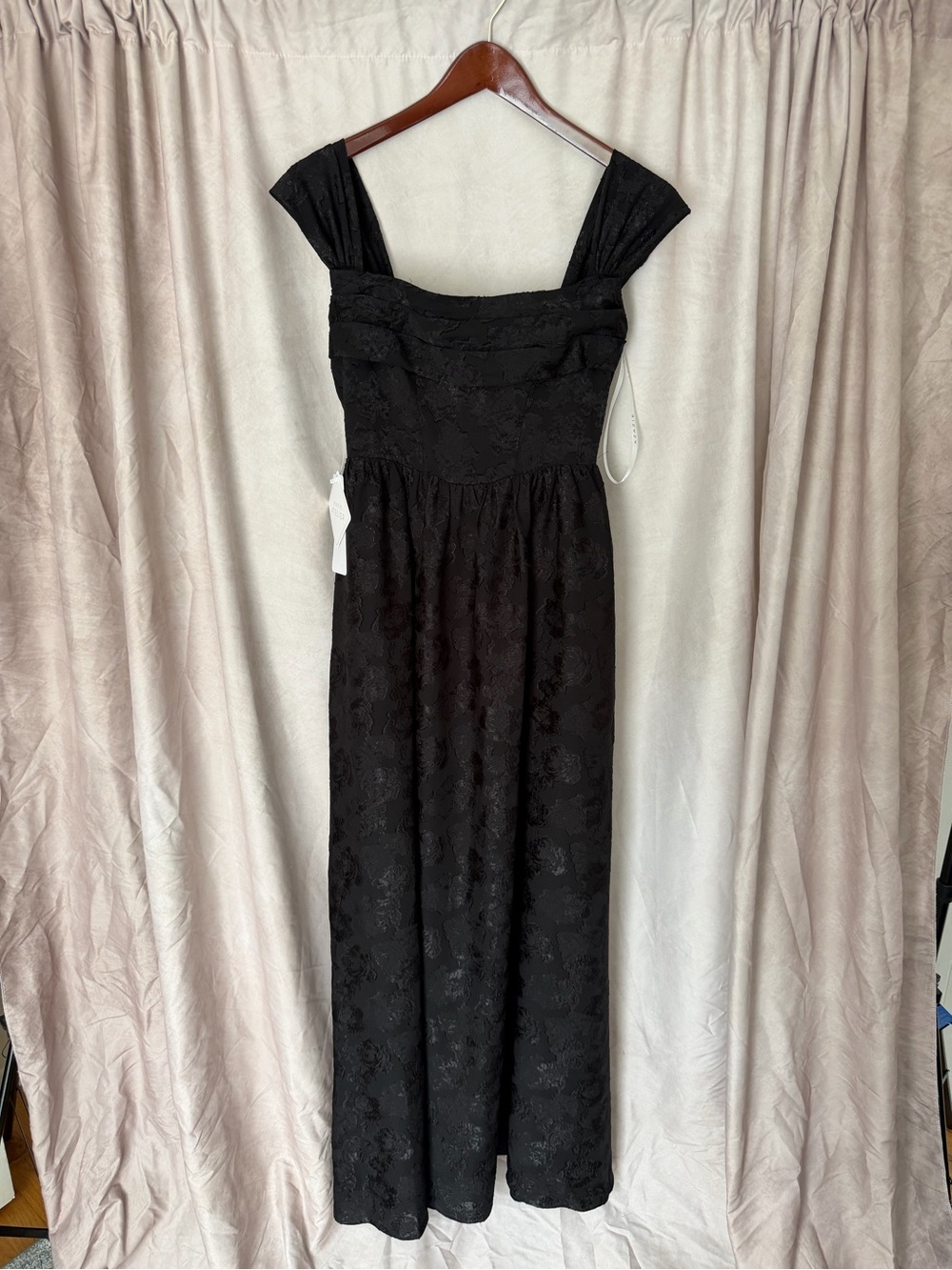Azazie - Hazel Black Pleated Maxi Dress
